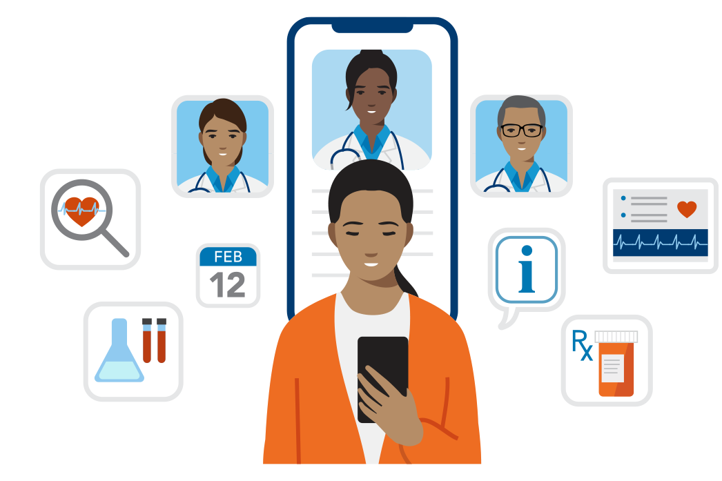 Member reviewing care options on phone